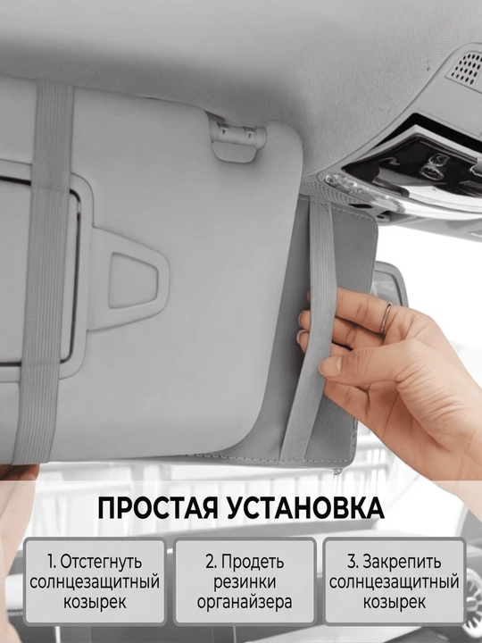 Органайзер в автомобиль на солнцезащитный козырек из экокожи
