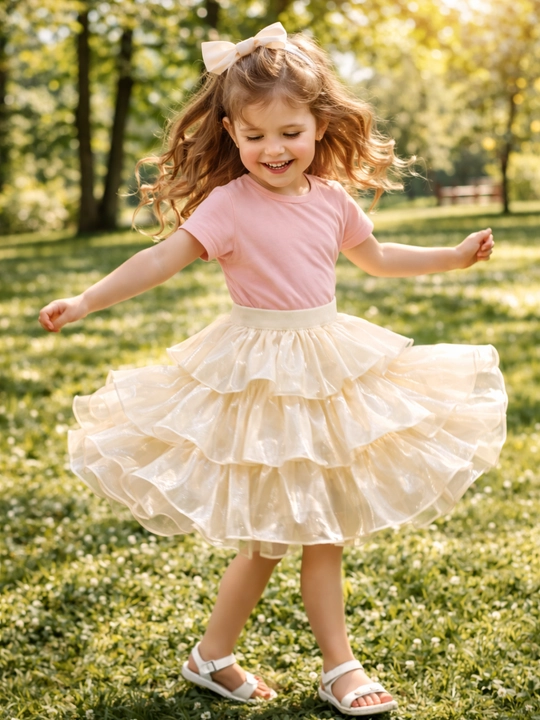 Юбка для девочек, розовая, кремовая, бордовая, 2-6 лет, многослойная с резинкой, праздничная