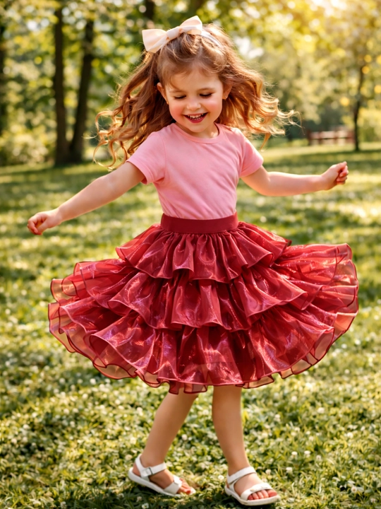 Юбка для девочек, розовая, кремовая, бордовая, 2-6 лет, многослойная с резинкой, праздничная