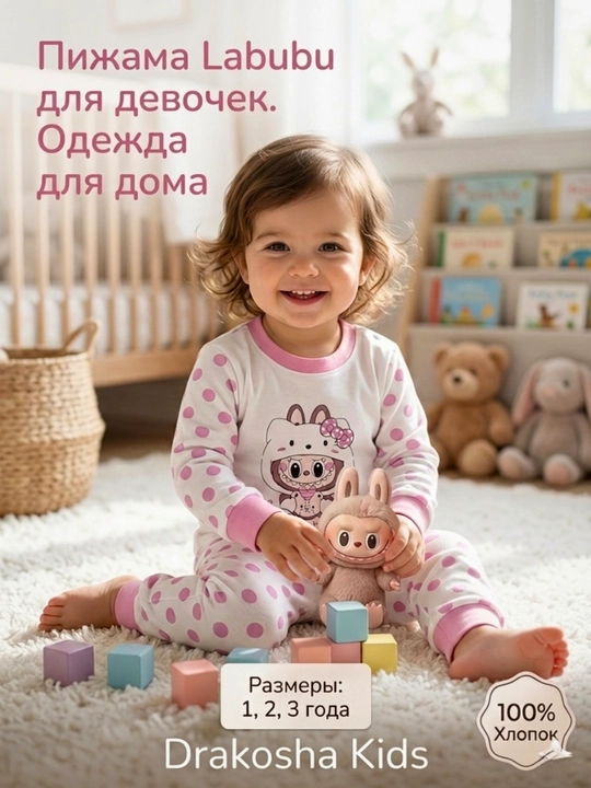 Детская пижама для мальчиков и девочек, 100% хлопок, интерлок, пижама для садика - 