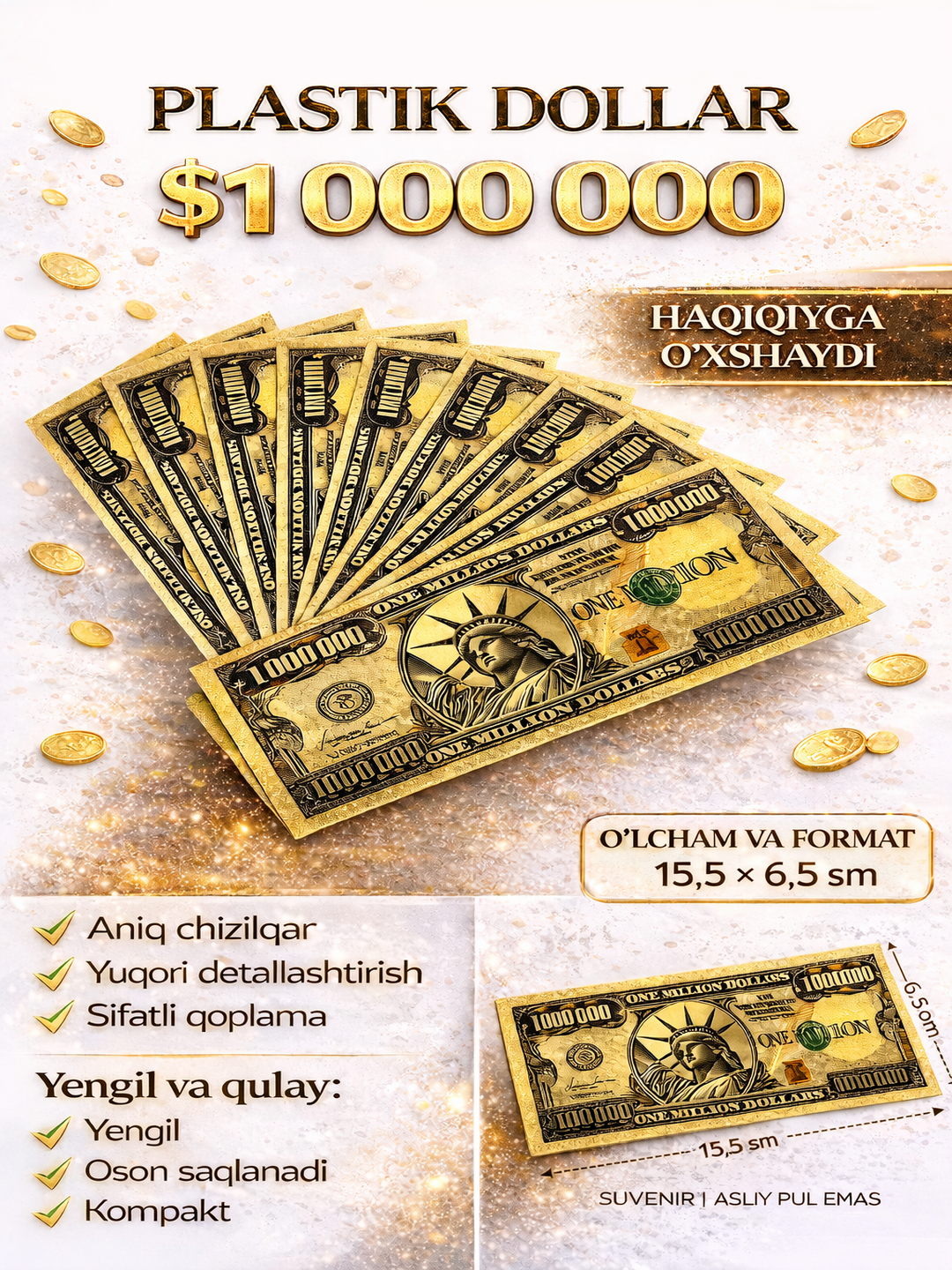 Plastik suvenir dollar - 
