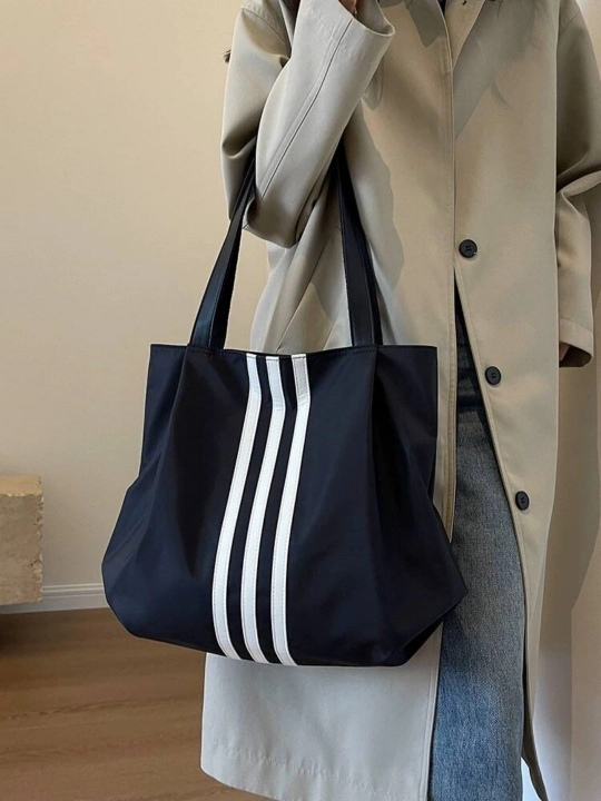 Katta qora ayollar sumkasi-shopper, yelkaga, ish va o‘qish, A4 sig‘adi