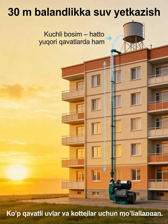 Avtomatik o'z-o'zidan ishlaydigan suv nasosi MOON MZN-250A, 250 Vt, uy va bog' uchun