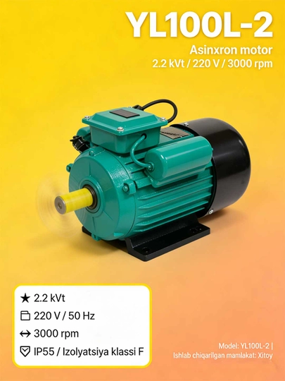 Bir fazali elektr motor 2,2 kVt / 3 kVt - 