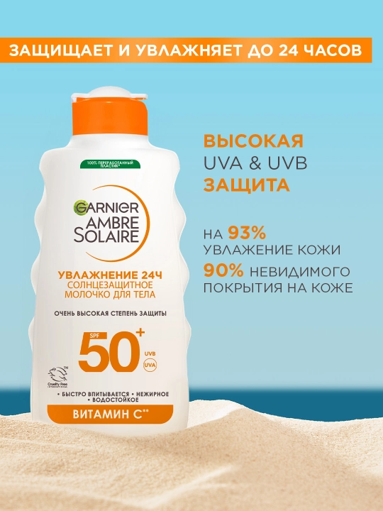 Солнцезащитное молочко Garnier Ambre Solaire — Классическое, SPF 50+, 175 мл
