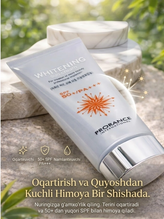 Солнцезащитный крем от пигментации, отбеливающий Prorance Whitening, SPF 50+, PA+++, 70 мл