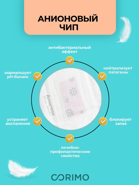 Прокладки женские гигиенические Corimo, дневные, ночные, ежедневные, с анионовым чипом