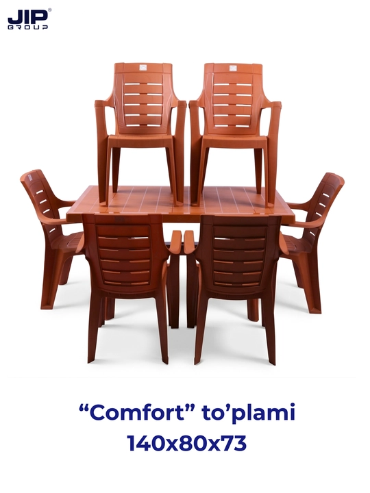 Plastik mebellar to'plami "Comfort" olti kishilik, 1 ta stol, 6 ta stul
