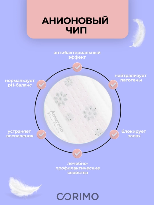 Прокладки женские гигиенические Corimo, дневные, ночные, ежедневные, с анионовым чипом