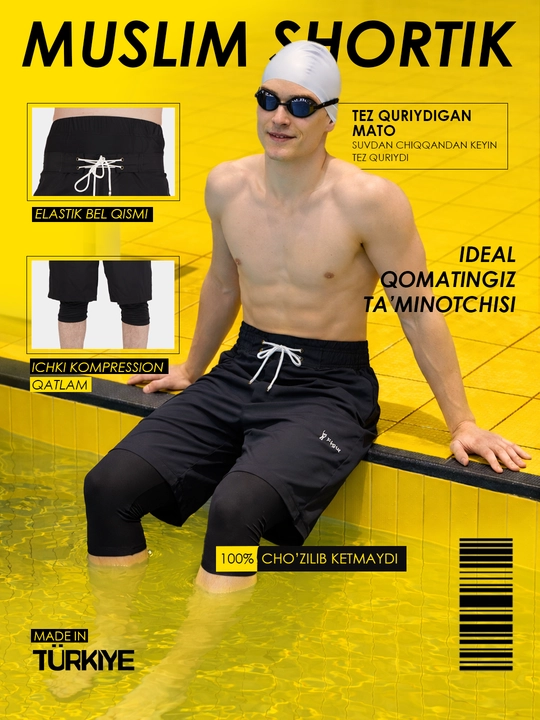 FIGUR erkaklar shortigi, islomiy kiyinishni afzal ko‘radigan erkaklar uchun mos keladi