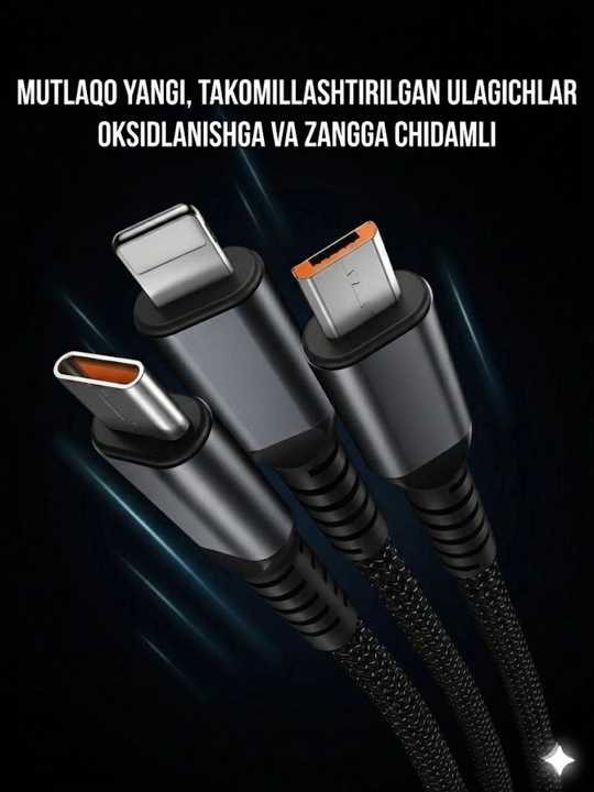 Зарядное устройство 120W, кабель для быстрой зарядки (Micro USB, Type-C, iPhone)