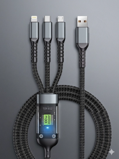Зарядное устройство 120W, кабель для быстрой зарядки (Micro USB, Type-C, iPhone)