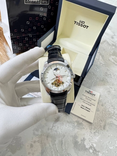 Tissot мужские наручные часы, классический дизайн, механический механизм, эко-кожаный ремешок