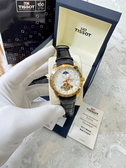 Tissot мужские наручные часы, классический дизайн, механический механизм, эко-кожаный ремешок — BRANDLU-QORATACH41OQTACH41REM-ЗОЛОТ