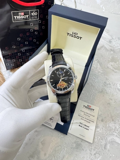 Tissot мужские наручные часы, классический дизайн, механический механизм, эко-кожаный ремешок — BRANDLU-QORATACH41OQTACH41REM-ЧЕРНСТЕ