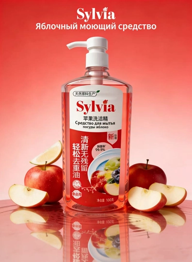 Средство для мытья посуды Sylvia пищевого назначения, 1000 г — WANG01-SXJJ-АЛЫЙ