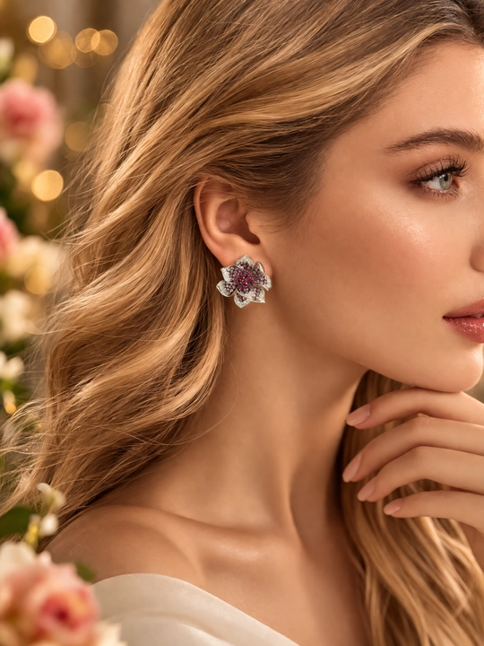 Серьги из серебра 925 пробы с родием, вставки: Фианит (E315785CSPZSK925)