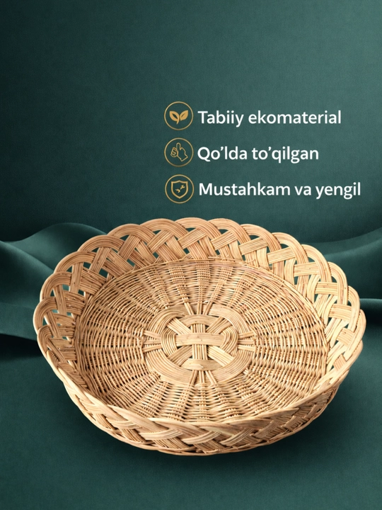 Meva va non uchun savat, to‘rtburchak, oval shaklidagi non idish - 
