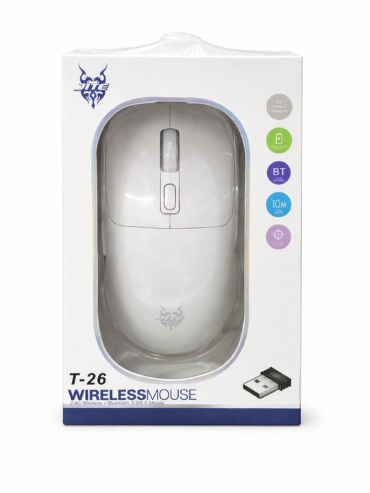 Беспроводная мышь JITE T-26, Bluetooth и USB 2.4G перезаряжаемая, для компьютера и ноутбука - 