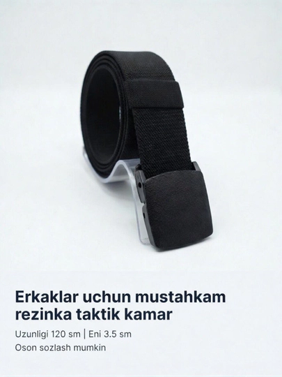 Erkaklar uchun iplik va rezinkali kamar, yengil, cho‘ziluvchan va qulay aksessuar - 