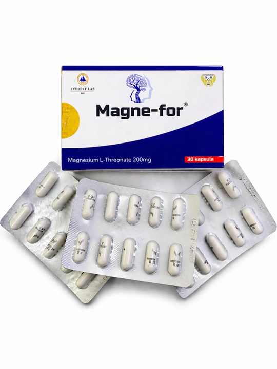Magne-For, L-treonat magniy 200 mg, xotira, diqqat va asab tizimi uchun, 30 kapsula, halol