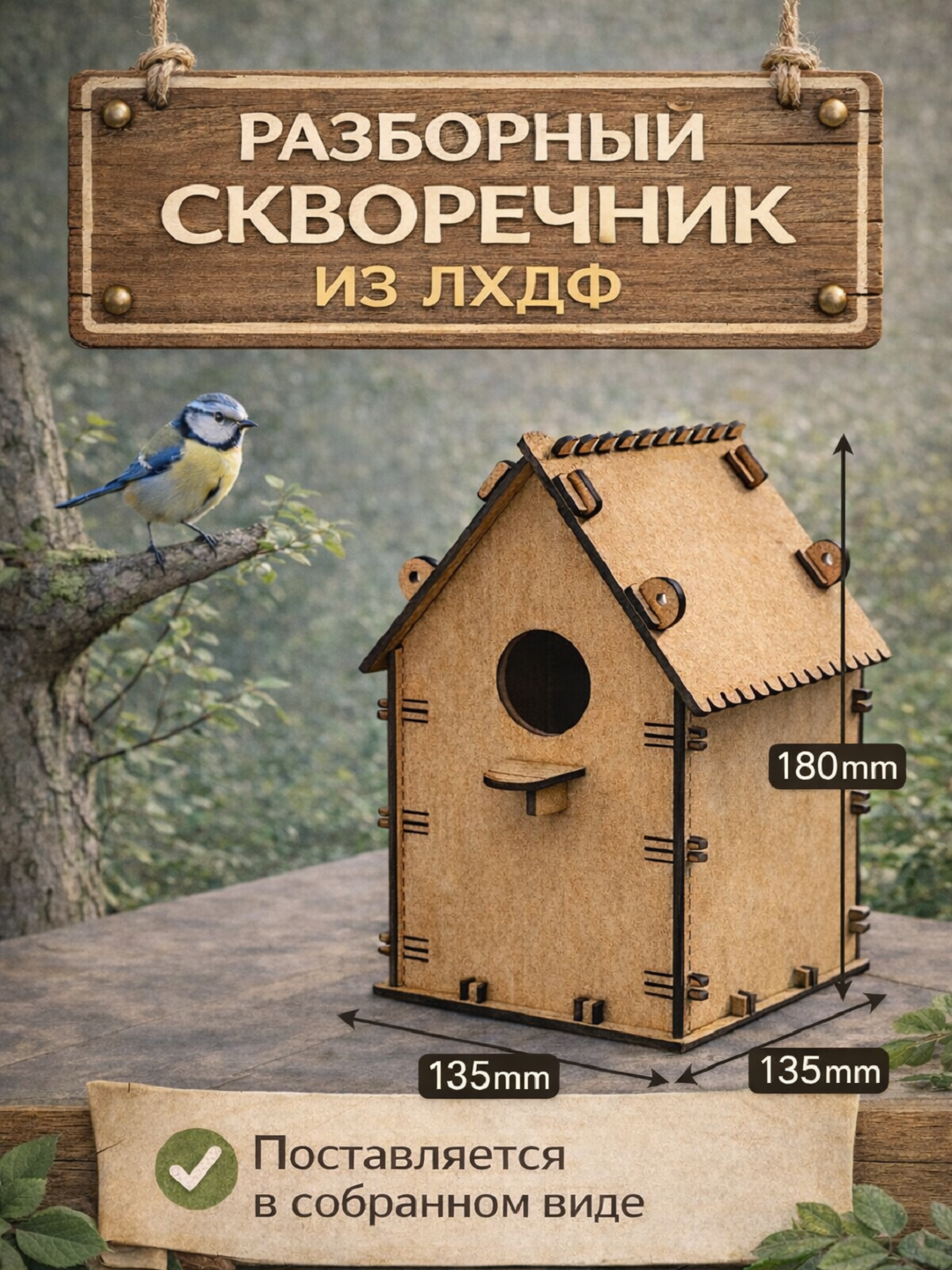 Скворечник, домик для птиц, птичий домик, птичий дом, домик для скворцов, гнездовой домик - 