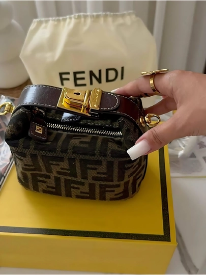 Женская сумка - модель FENDI ROMA, через плечо, + подарочная коробка, для документов — MISSBAG-FENDI1-ШОКОЛ