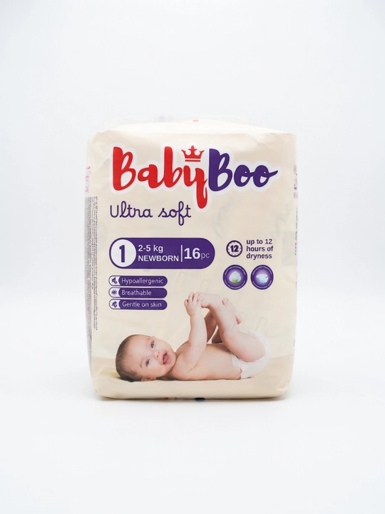 Подгузники BabyBoo UltraSoft на липучках, для новорожденных, №1 mini, 2-5 кг, 16 шт