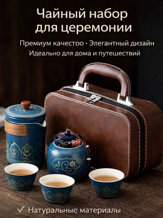Набор для чайной церемонии, Чай Маоцзянь в чемодане, керамика - 