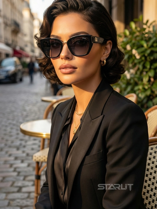 Солнцезащитные очки, женские, чёрные, узкие, вытянутые, "cat eye", модные, стильные