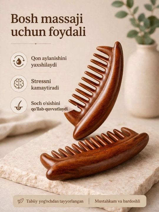 Yog‘och uqalash asbobi taroq, bosh uqalash, yuz uqalash, uqalash apparati