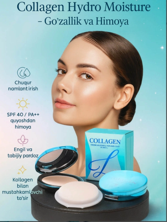 Namlashtiruvchi komponentli upa Lillykay Collagen Hydro Moisture Two Way Cake SPF40/ton13 - 