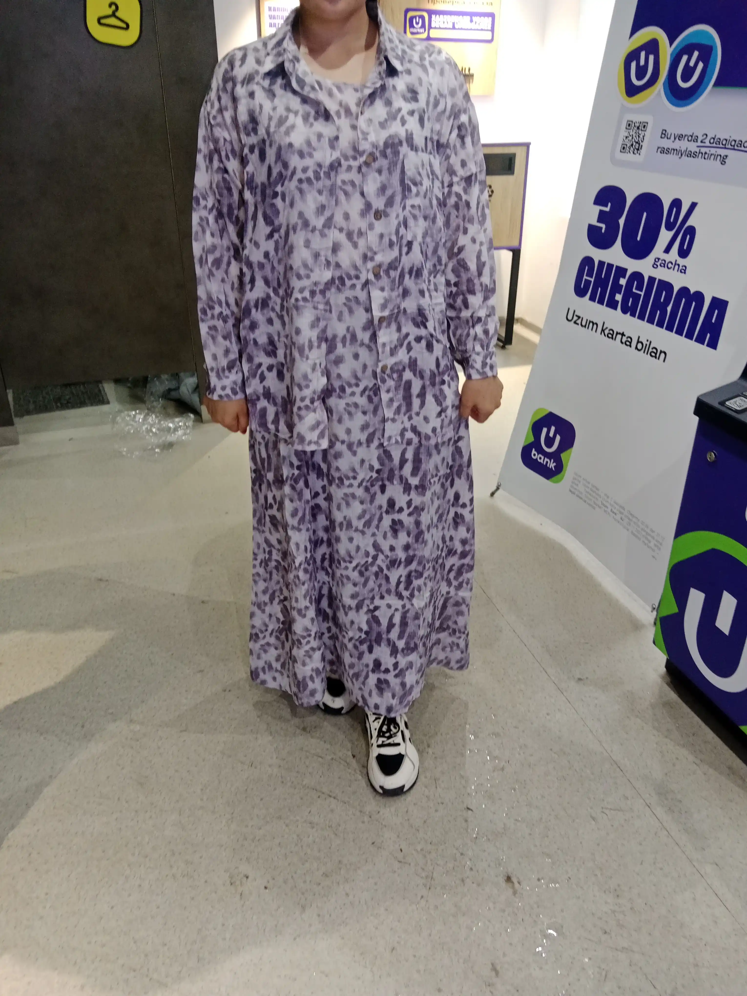 Ayollar uchun dvoyka  yozgi kostyum 2v1 uzun ko‘ylak bilan Paxtali oversize to‘plam 48–56