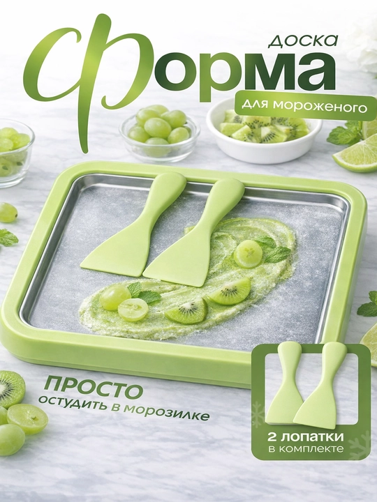 Muzqaymoq pishirish plitasi - Ice Cream Roll Maker, 2 ta shpatelli - 