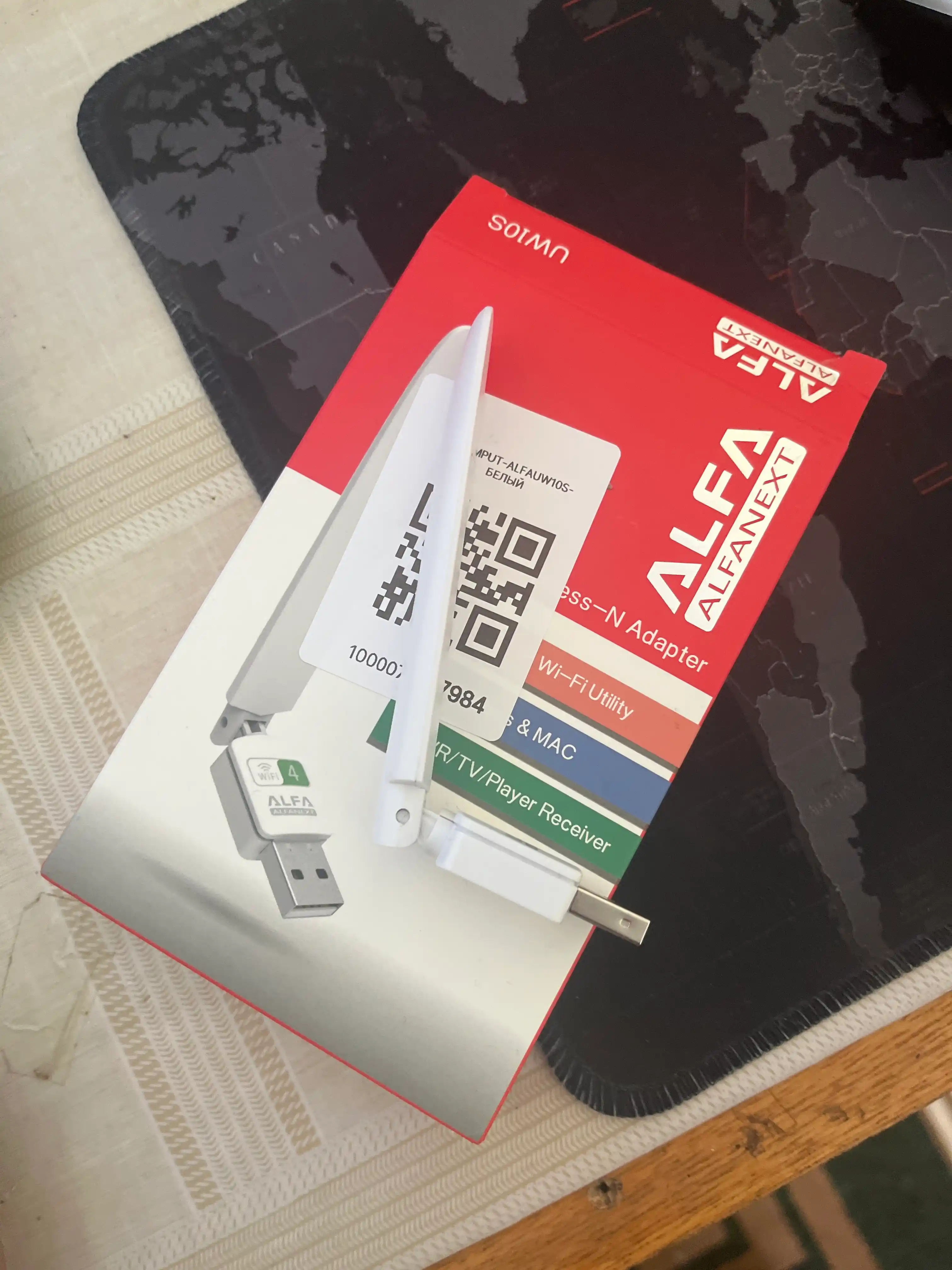 Wi-Fi adapteri USB ALFA Wi-Fi 2,4 GGs va 150 Mbit/s quvvatga ega