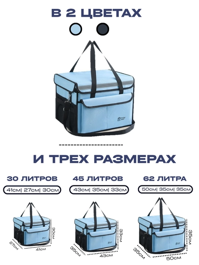 Термосумка. Сумка холодильник. Хладогент в подарок — 4TRAVEL-TERMOSUMKI-ГОЛУБ-65 litr