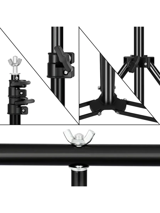 Metall fon stendi 150x200 sm, 4 qisqichli, yig‘ma foto va video fon ushlagich