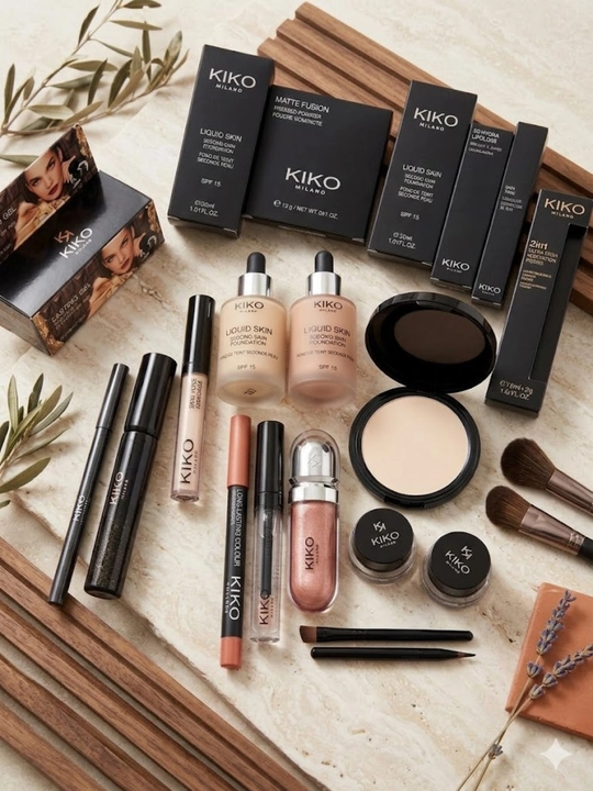 Набор косметики Kiko Milano: Тональный крем, пудра, тушь, консилер и помада для макияжа - 