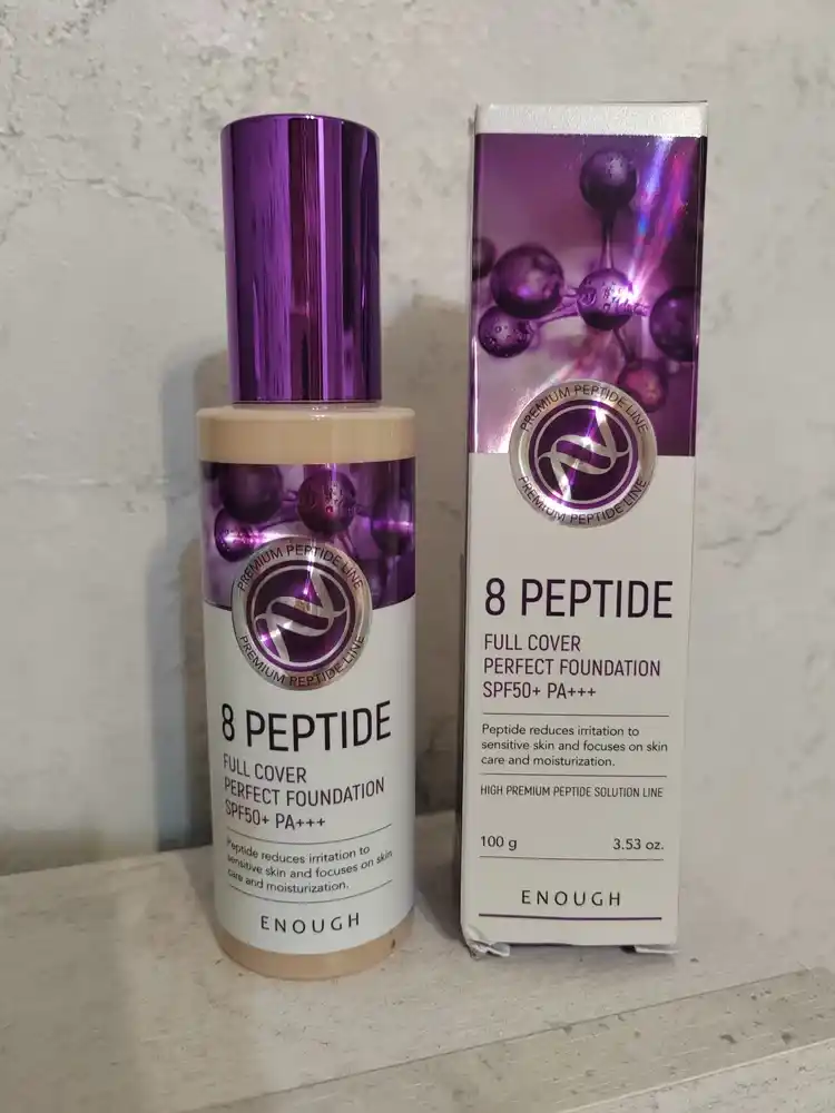 Enough peptidli tonal krem yuz uchun 8 Peptide Full Cover SPF50+ teri rangini tekislaydi