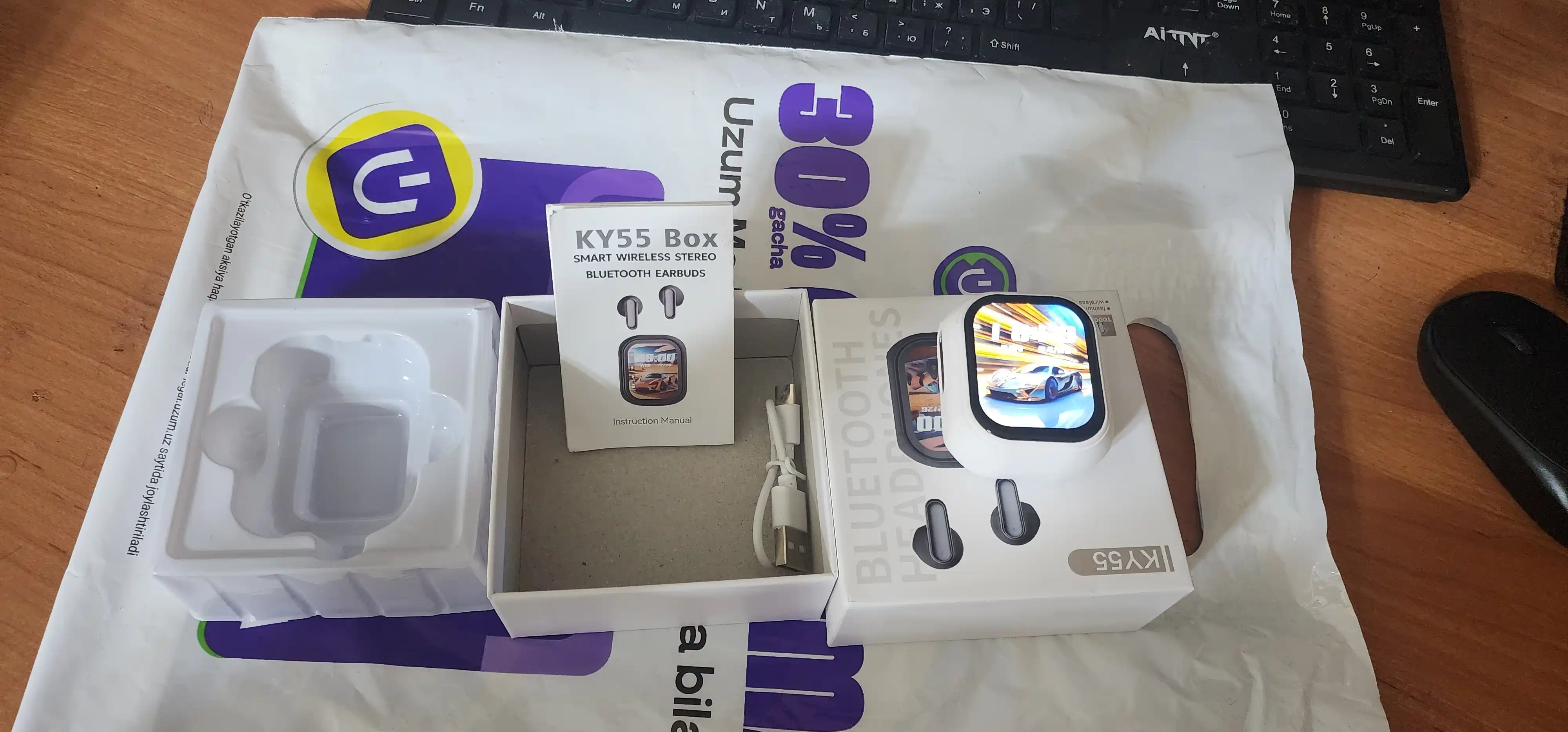 Наушники KY 55 с шумоподавлением ANC, Bluetooth 5.4, управление через приложение