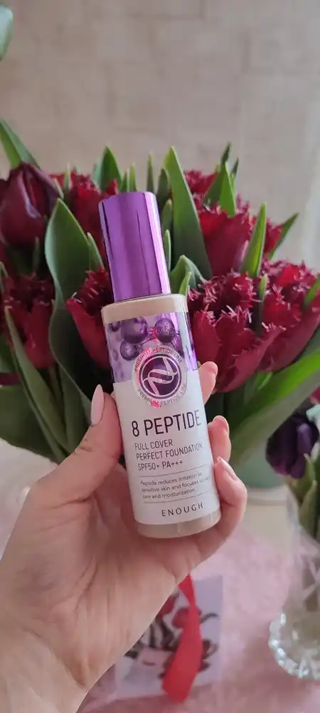 Enough peptidli tonal krem yuz uchun 8 Peptide Full Cover SPF50+ teri rangini tekislaydi