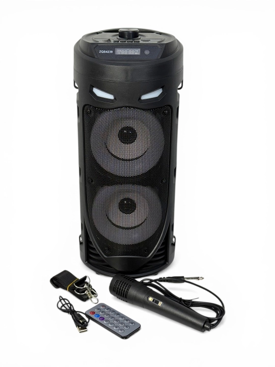Portativ karaoke kolonka ZQS, mikrofon, pultli, RGB yorug'lik, Bluetoothli