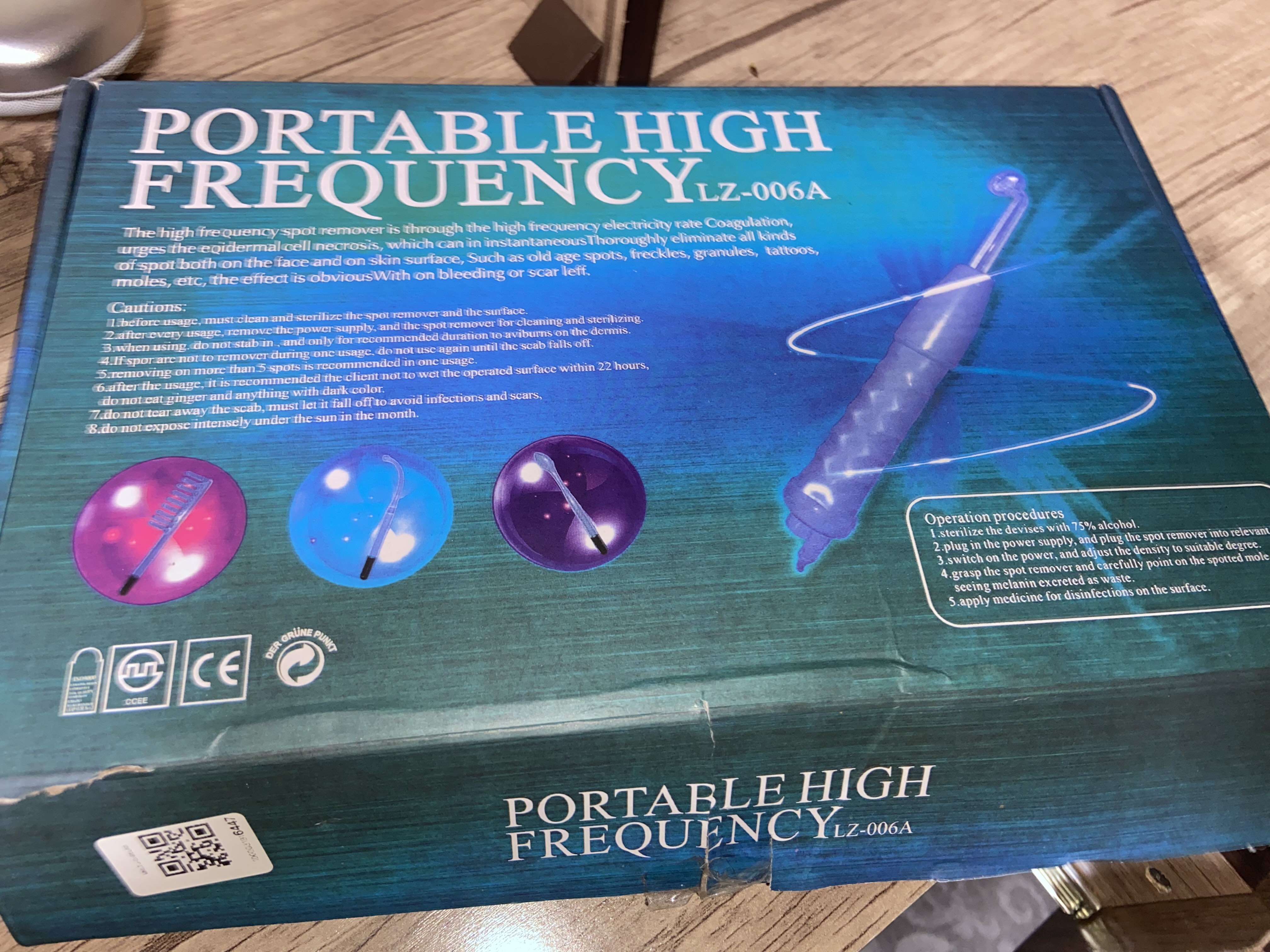 Portable high frequency darsonval Lz-006a yuz va tana sochlarini tozalash