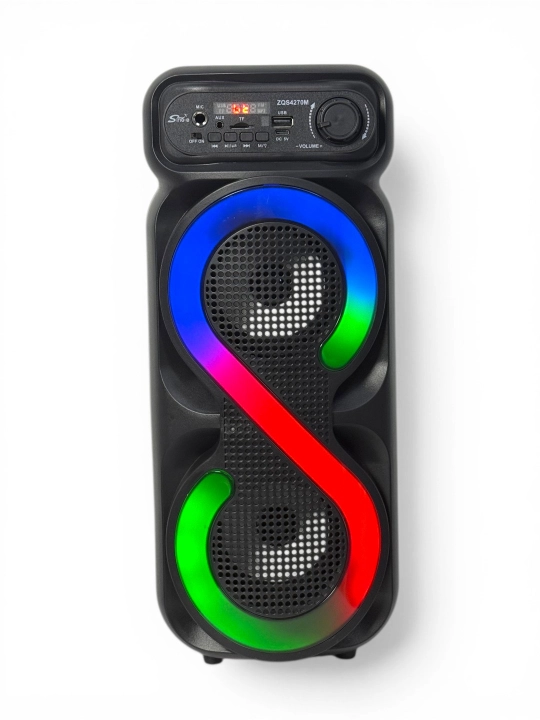 Portativ karaoke kolonka ZQS, mikrofon, pultli, RGB yorug'lik, Bluetoothli