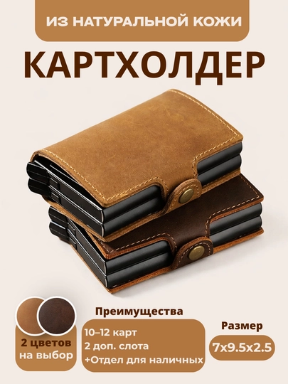 Кожаный картхолдер кошелек для карт и денег