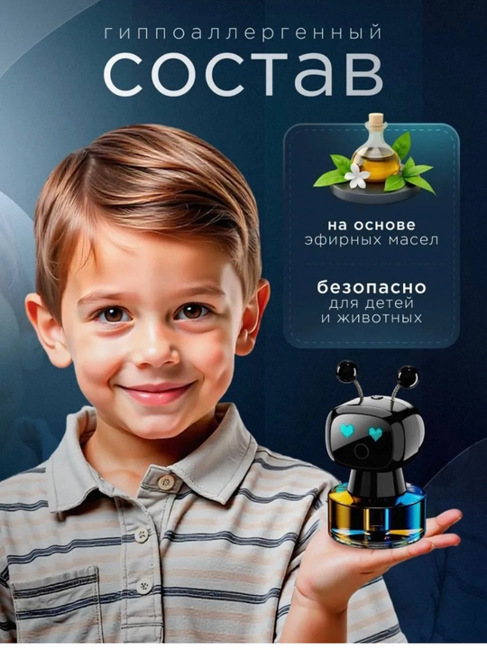 Avtomobil aromatizatori robot dizaynli, LED chiroqli 300mAh batareyali