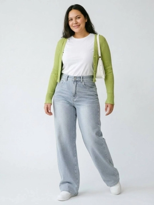 Ayollar keng jinsi shimlari (truba), yuqori belli, erkin bichimdagi Wide Leg