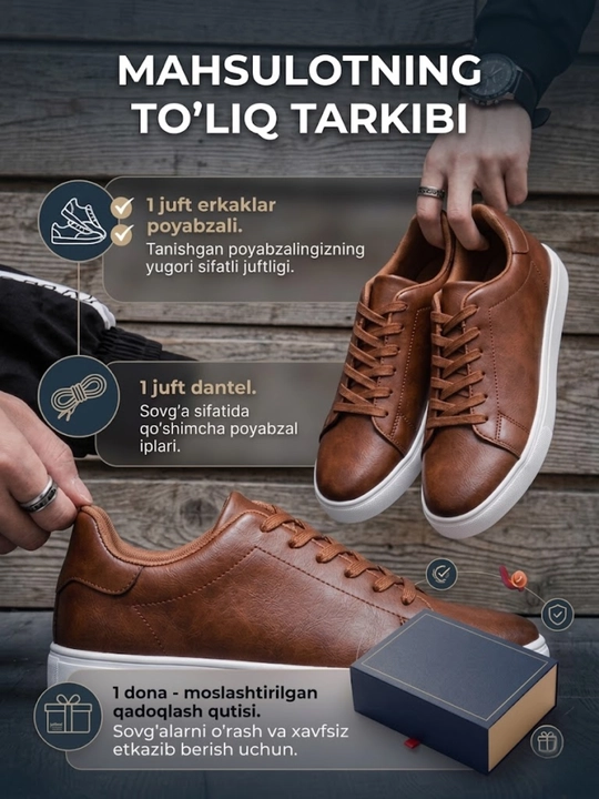 Erkaklar uchun kuzgi krossovkalar, ekoteridan tayyorlangan poyabzal, klassik keda, sport uslubida