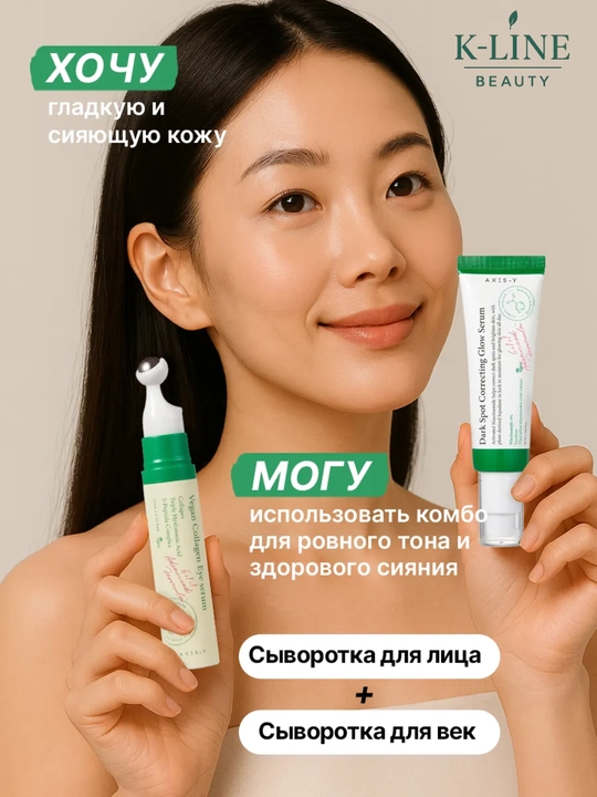 AXIS-Y Glass Skin Duo — сыворотка AXIS-Y для лица и для кожи вокруг глаз, корейский набор