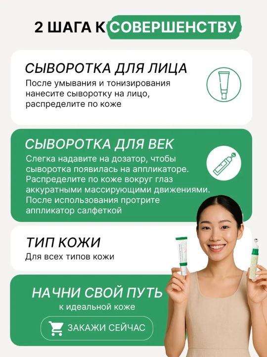 AXIS-Y Glass Skin Duo — сыворотка AXIS-Y для лица и для кожи вокруг глаз, корейский набор
